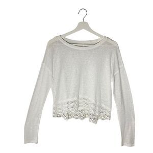 Bethany Mota Blouse Women's Size M White Long Sleeve Lace Hem